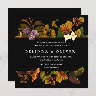 Grace Vintage Dark Square Wedding Invitations