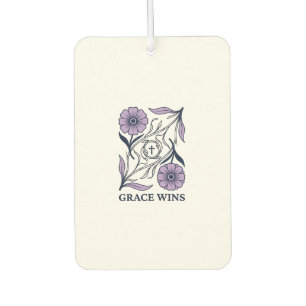 Grace Wins Floral Christian Vintage Engraving Tee_ Car Air Freshener