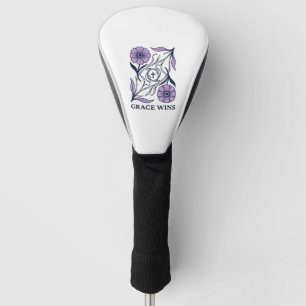 Grace Wins Floral Christian Vintage Engraving Tee_ Golf Head Cover