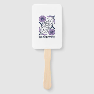 Grace Wins Floral Christian Vintage Engraving Tee_ Hand Fan