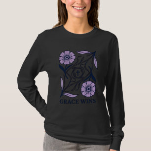 Grace Wins Floral Christian Vintage Engraving Tee_ T-Shirt