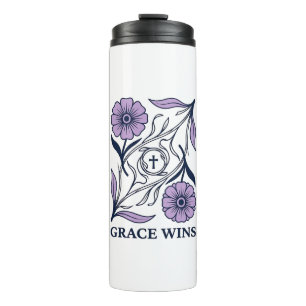 Grace Wins Floral Christian Vintage Engraving Tee_ Thermal Tumbler