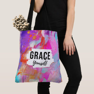 Grace Yourself Pink Abstract Inspiration for Women Tote Bag