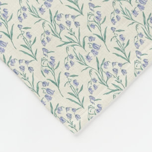 Graceful 1940s Vintage Bluebell & Muted Teal Fleece Blanket