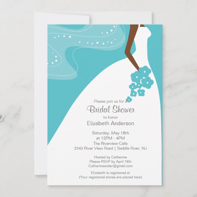 Graceful African American Bride Bridal Shower Invitation (Front)