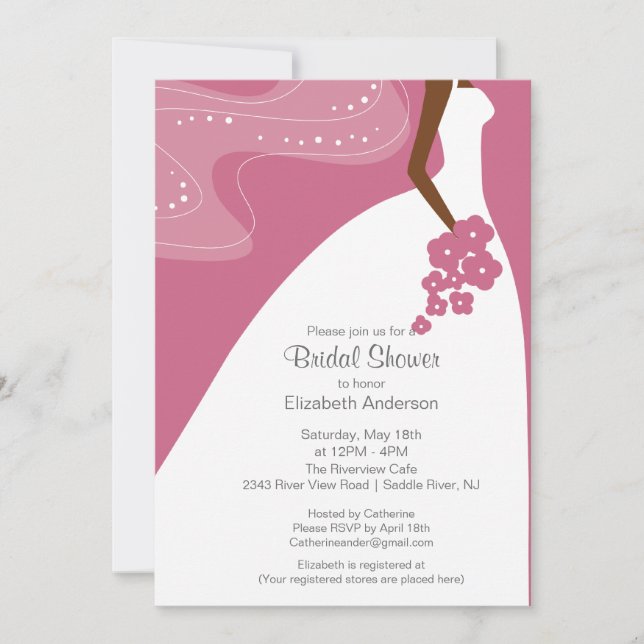 Graceful African American Bride Bridal Shower Invitation (Front)