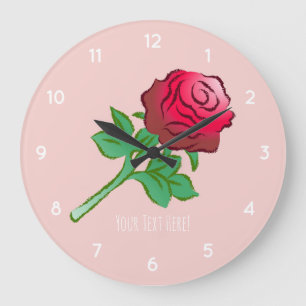 Graceful and Beautiful Red Rose Large Clock