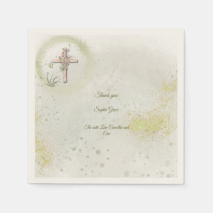 Graceful and sparkly cross baptism paper napkins
