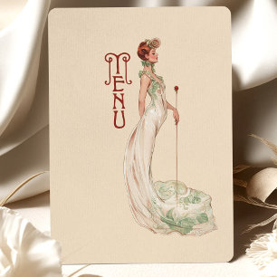 Graceful Art Nouveau Wedding Menu Card