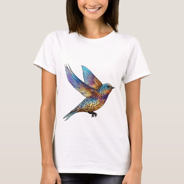 "Graceful Aviator" Multi-coloured Swift Bird T-Shirt (Front)