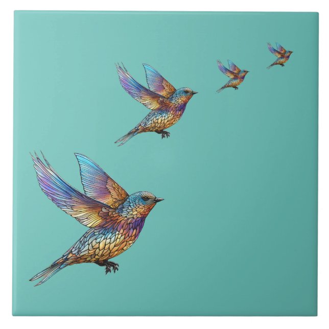 "Graceful Aviator" Multi-coloured Swift Bird Tile (Front)