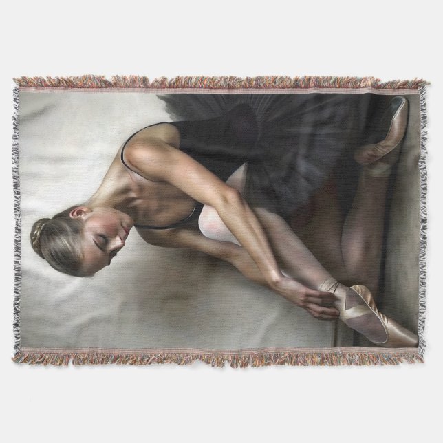 Graceful Ballerina Painterly Art Throw Blanket (Front)