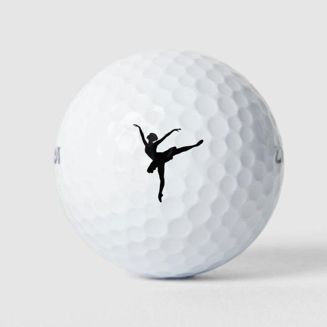 Graceful Ballerina Silhouette Golf Balls (Front)