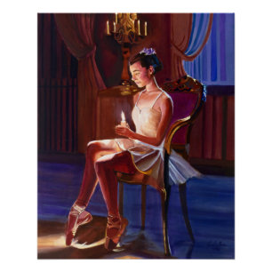 Graceful Ballet Dancer by Candlelight Poster
