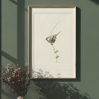 Graceful Bearded Reedling Watercolor Art