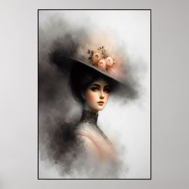 Graceful Beauty In Vintage Mist Poster (Front)