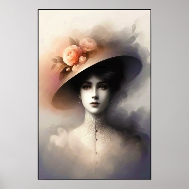 Graceful Beauty In Vintage Mist Poster (Front)