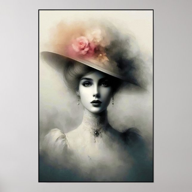 Graceful Beauty In Vintage Mist Poster (Front)
