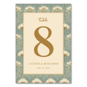 Graceful Beige Floral Table Number