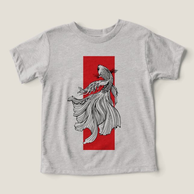 Graceful Betta Fish Line Art – Japanese Minimalist (Design Front)