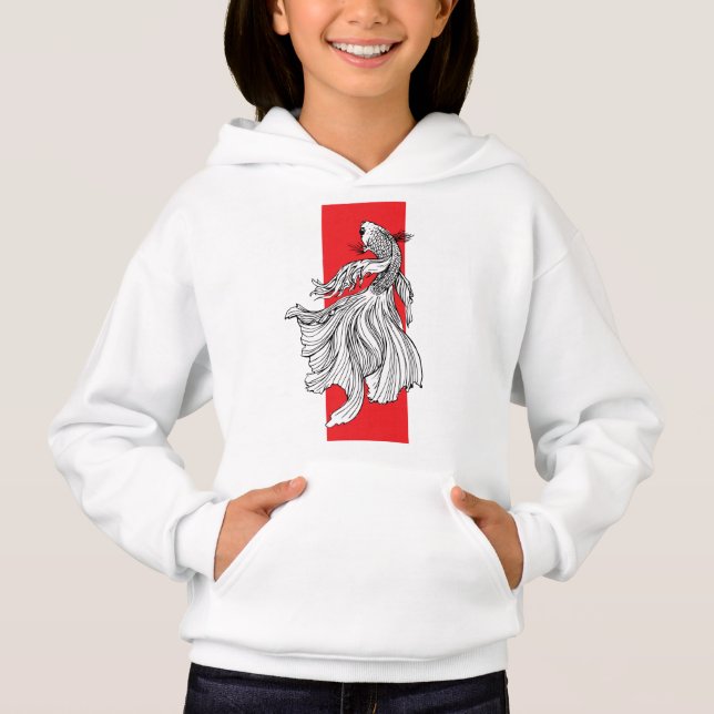 Graceful Betta Fish Line Art – Japanese Minimalist (Front)