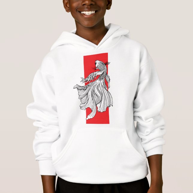 Graceful Betta Fish Line Art – Japanese Minimalist (Front)