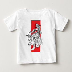 Graceful Betta Fish Line Art – Japanese Minimalist Baby T-Shirt