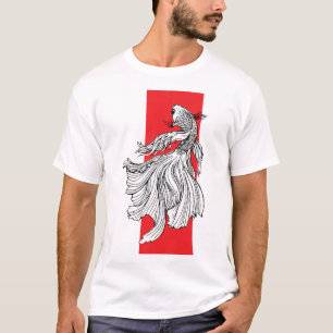 Graceful Betta Fish Line Art – Japanese Minimalist T-Shirt
