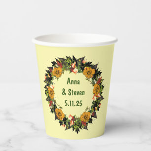 Graceful Blooms: Exquisite Floral Wreath Paper Cups