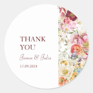GRACEFUL Blooms Wedding Classic Round Sticker