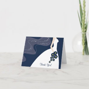Graceful Blue Bride Thank You Note Card