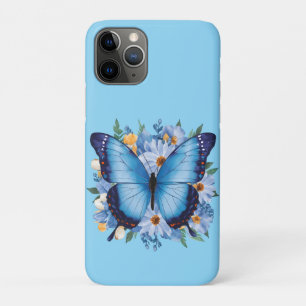 Graceful Blue Butterfly on Floral Case-Mate iPhone Case