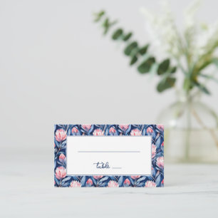 Graceful Blue Floral Pattern Place Card