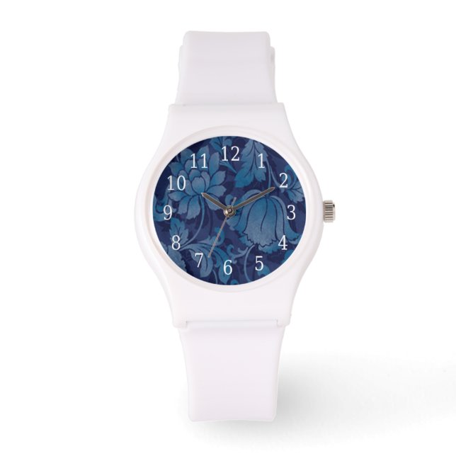Graceful Blue Floral Watch (Front)