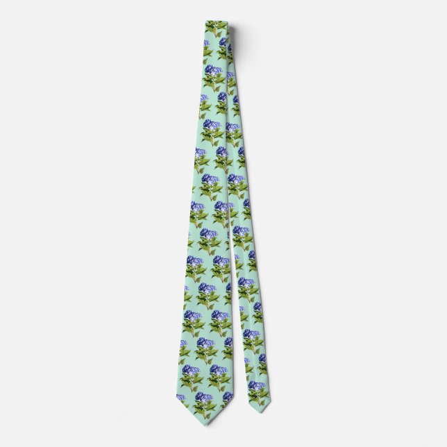Graceful Blue Hydrangea Tie (Front)