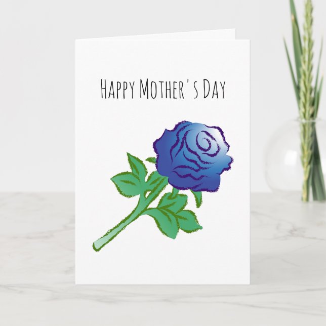Graceful Blue Rose Card (Front)
