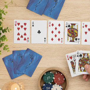 Graceful Blue Tribal Dolphin Ocean Playing Cards