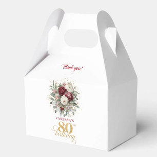 Graceful Blush Burgundy 80th Birthday Favour Boxes