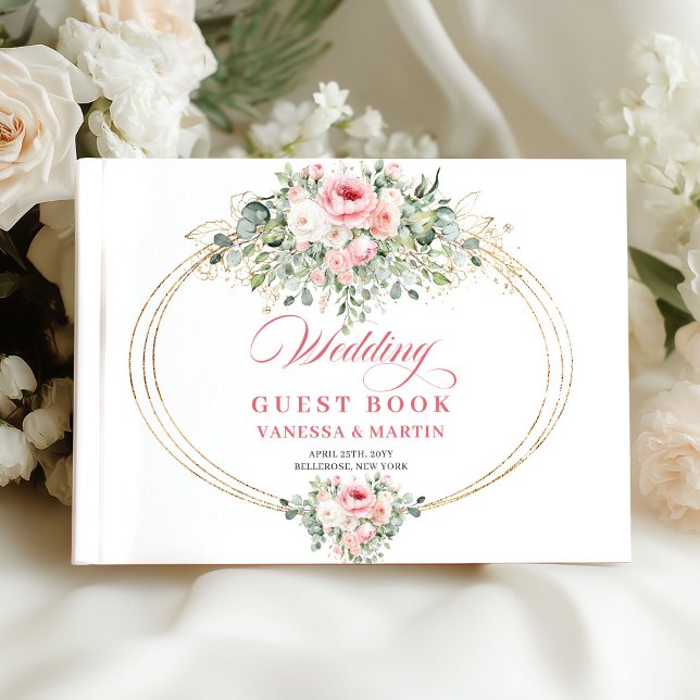 Graceful blush floral gold greenery rustic wedding guest book (Graceful blush floral gold greenery rustic wedding guest book

)