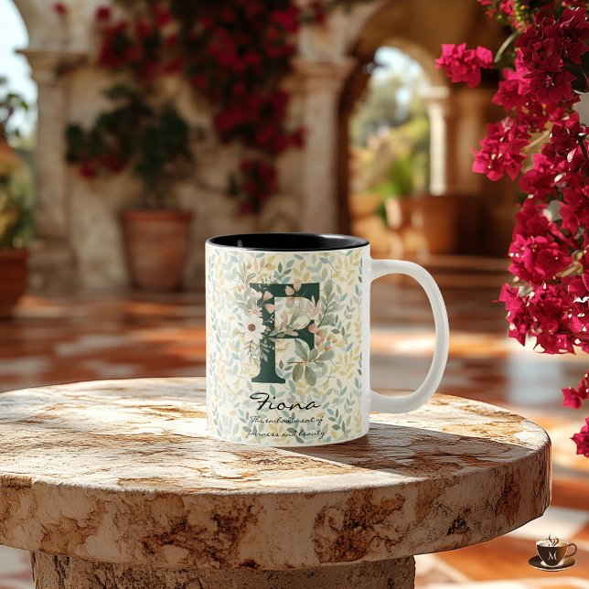 Graceful Boho Chic Mug with Floral Monogram Fiona (Creator Uploaded)