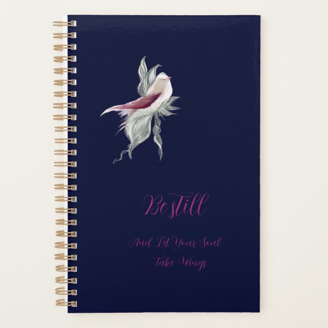 Graceful botanical bird spiral notebook  planner (Front)