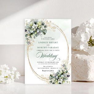 Graceful botanical greenery wedding invitation