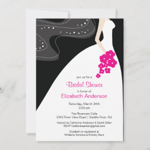 Graceful Bride Bridal Shower Invitation Hot Pink