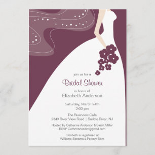 Graceful Bride Bridal Shower Invitation Plum