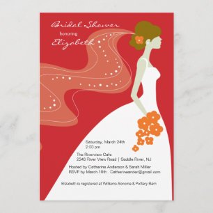 Graceful Bride Bridal Shower Invitation RED