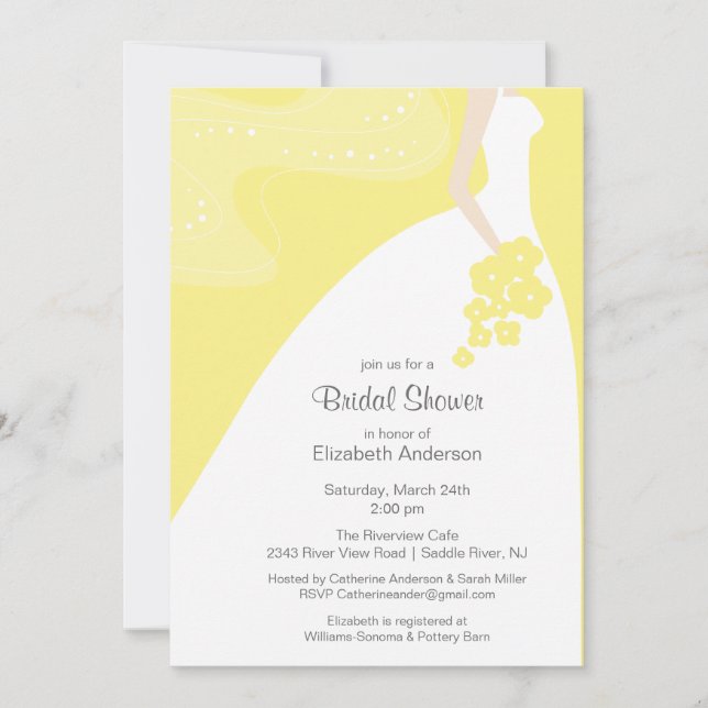 Graceful Bride Bridal Shower Invitation Yellow (Front)