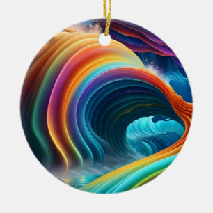 Graceful Bright Rainbow Waterfall Ceramic Tree Decoration