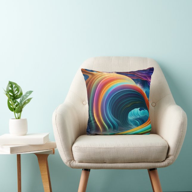 Graceful Bright Rainbow Waterfall Cushion (Chair)