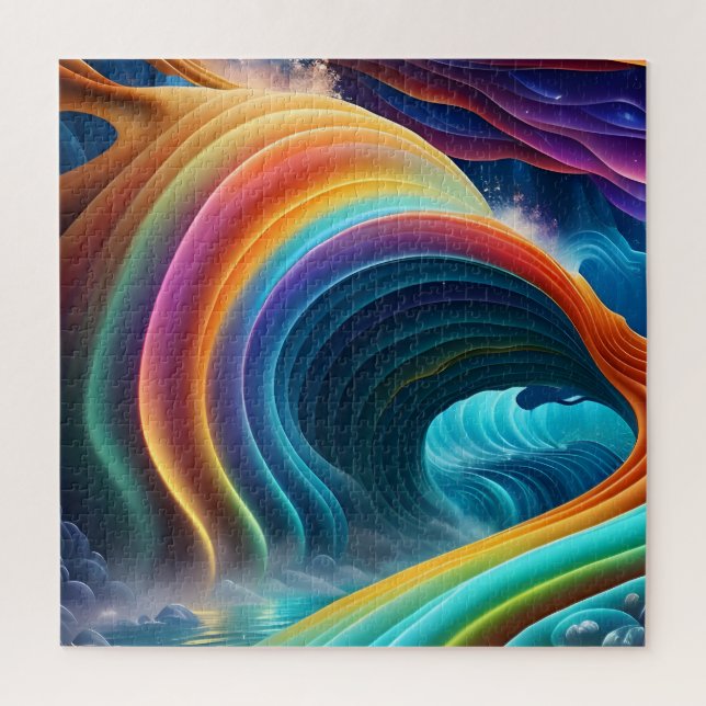 Graceful Bright Rainbow Waterfall Jigsaw Puzzle (Vertical)