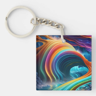 Graceful Bright Rainbow Waterfall Key Ring